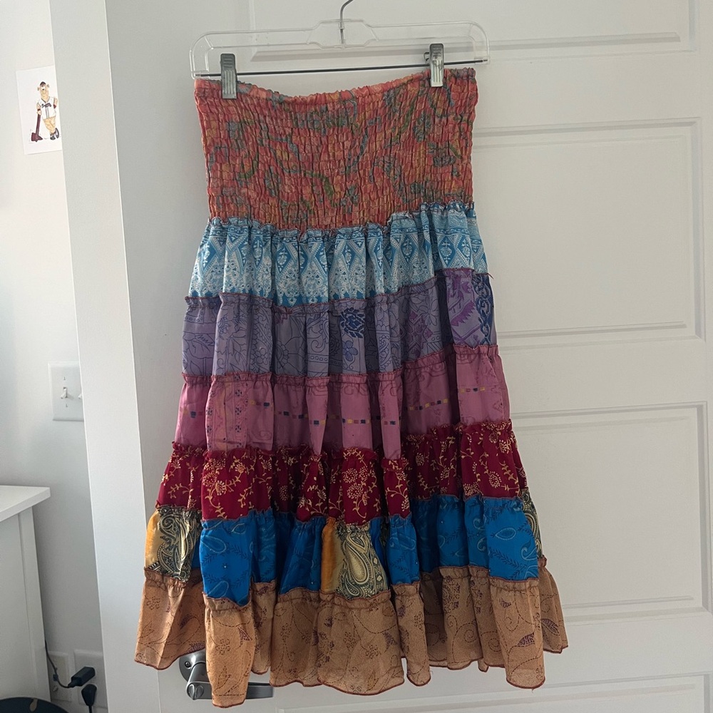 Colorful Boho Strapless Dress